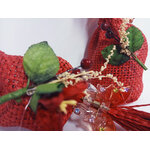 6 bourses toile de jute rouge dragees