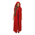 CAPE A CAPUCHE LONGUE VELOURS ROUGE
