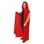 CAPE A CAPUCHE LONGUE VELOURS ROUGE 2jpg