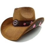 chapeau western paille broe rose