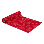 CHEMIN DE TABLE VELOURS ROUGE FLOCONS DE NEIGES 2