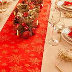 CHEMIN DE TABLE VELOURS ROUGE FLOCONS DE NEIGES 1