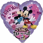 BALLON COEUR CHANTANT MICKEY ET MINNIE 71 CM