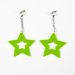 BOUCLES OREILLES ETOILES VERT FLUO
