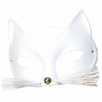 MASQUE DE CHAT BLANC EN VELOURS AVEC MOUSTACHES