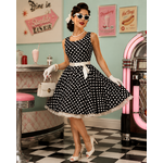 robe pinup noire a pois blanc vintage annee 50