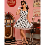 ROBE PIN UP BLANCHE A POIS NOIRS