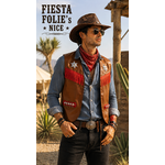 GILET WESTERN COWBOY HOMME EN SIMILI CUIR MARRON 1