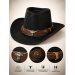 chapeau western suedine noire avec buffle