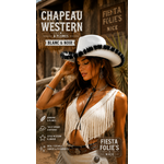 CHAPEAU WESTERN BLANC MARABOU  NOIR