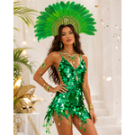 robe salsa disco grosses paillettes vertes