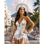robe disco salsa grosses paillettes argent