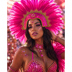 coiffe bresilienne avec plumes rose fuschia
