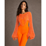 poncho resille strass orange