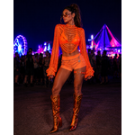 poncho strass orange fluo