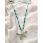 collierlong etole de mer turquoise 80 cm