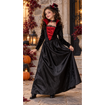 Déguisement de vampire fille en velours et satin avec col attenant
