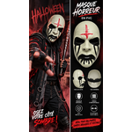 Masque Halloween adulte rigide en PVC ivoire noir et rouge