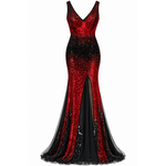 robe longues paillettes noires et rouges 1