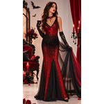 robe longues paillettes noires et rouges3