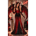 robe longues paillettes noires et rouges 2