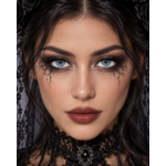 Portrait de face avec lentilles French Blue et maquillage gothique Halloween