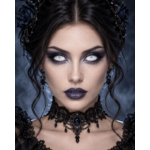 Portrait de face portant les lentilles New White avec maquillage gothique Halloween