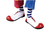 chaussures de clown rouge et blanches