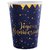 10 gobelets bleu nuit et or anniversaire
