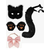 KIT DEGUISEMENT CHAT FOURRURE NOIRE AVEC NOEUD