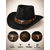 chapeau western suedine noire avec buffle