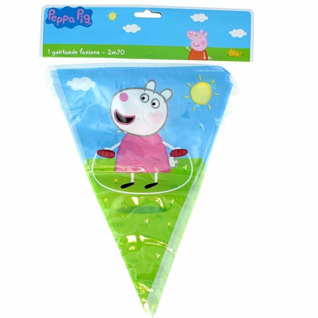 Guirlande Fanions Peppa Pig Anniversaire - 3 Mètres, 9 Fanions - Décoration Fête Enfant - Thème Peppa, George, Evie - 3