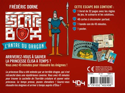 Escape box- Lantre du dragon - Escape Games - Jeu de société dévasion - Escape rooms - Great Escape - back