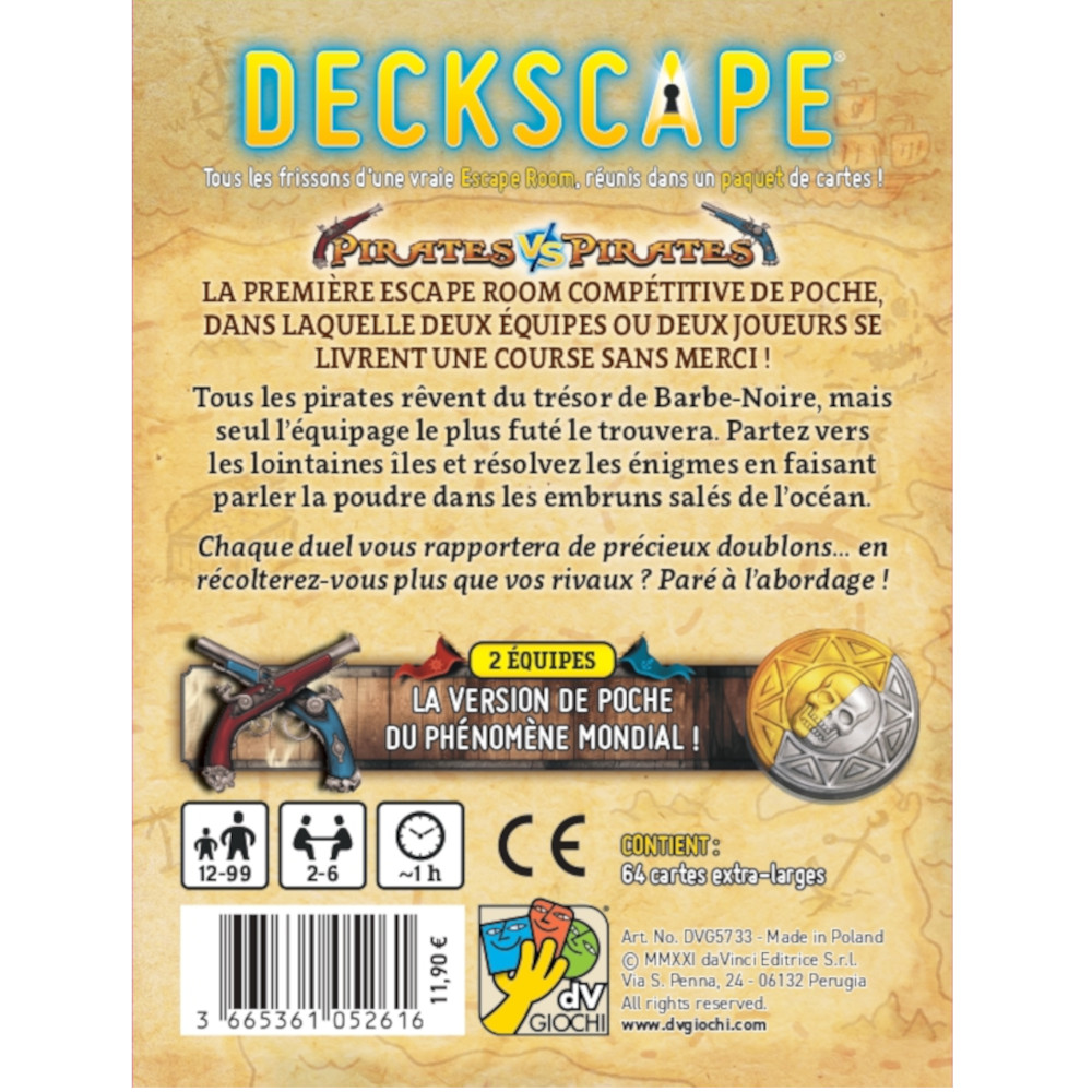 Lîle au trésor - Deckscape -Escape Game - Great Escape - Jeu de société dévasion back