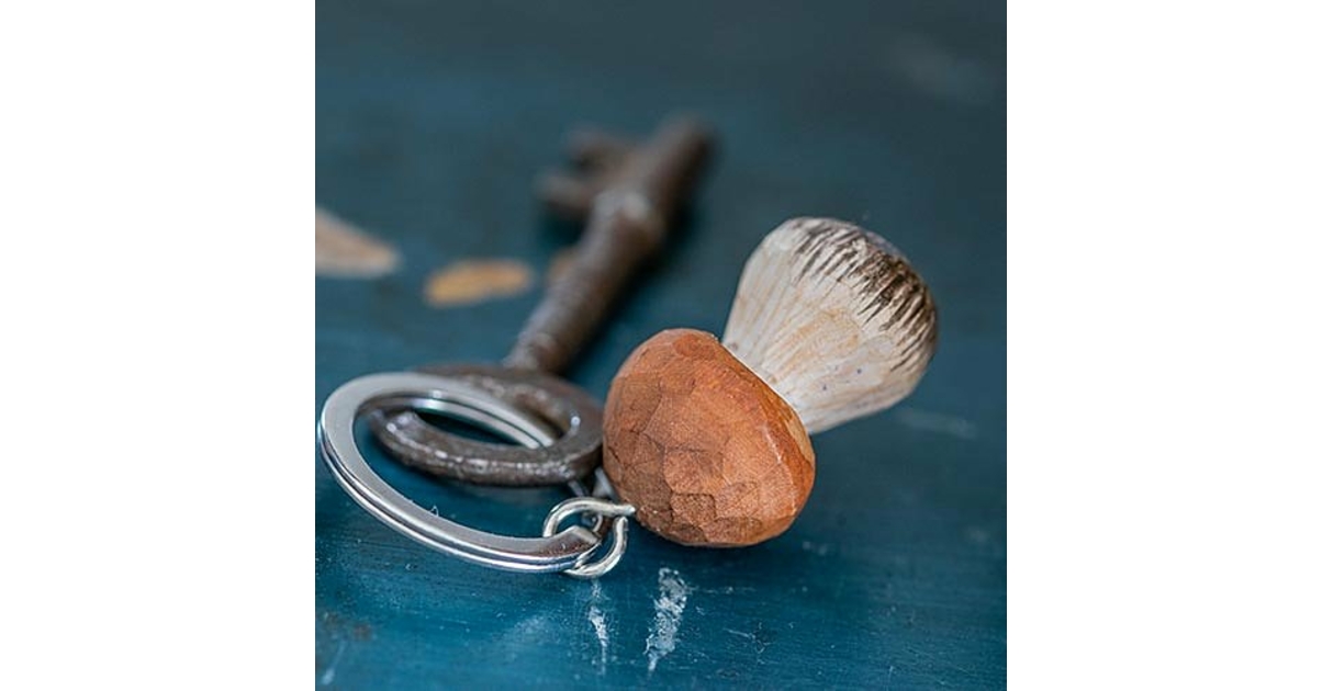 Porte-clés Champignon En Bois Fait Main - Pendentif 34 Mm - Lilas - Fabriqué En Allemagne - Cadeau Original