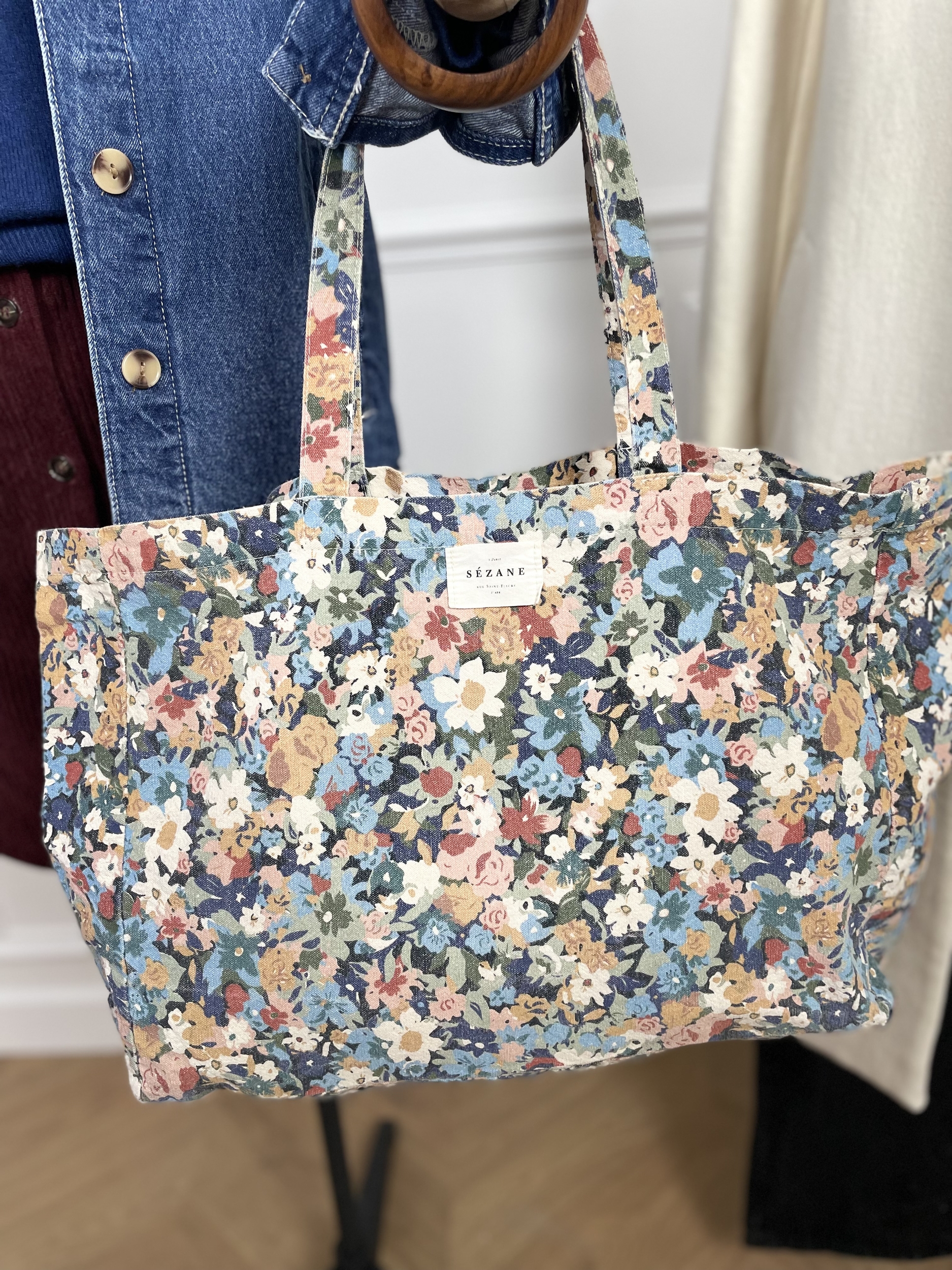 Tote bag Sezane Fleurettes multicolores 3