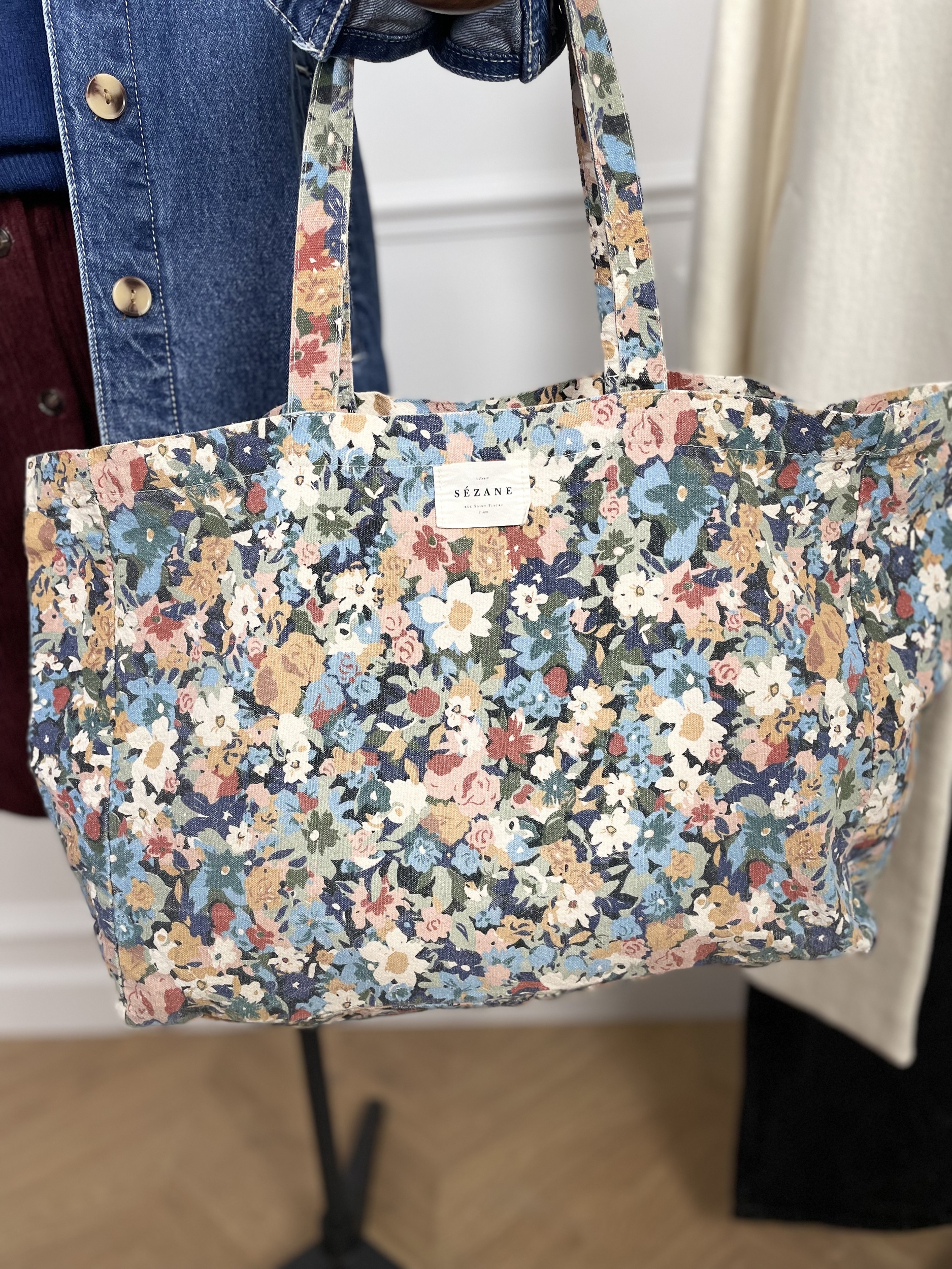 Tote bag Sezane Fleurettes multicolores 6