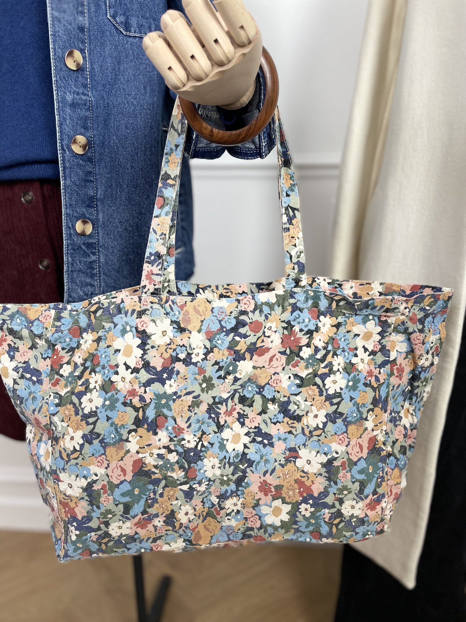 Tote bag Sezane Fleurettes multicolores 7