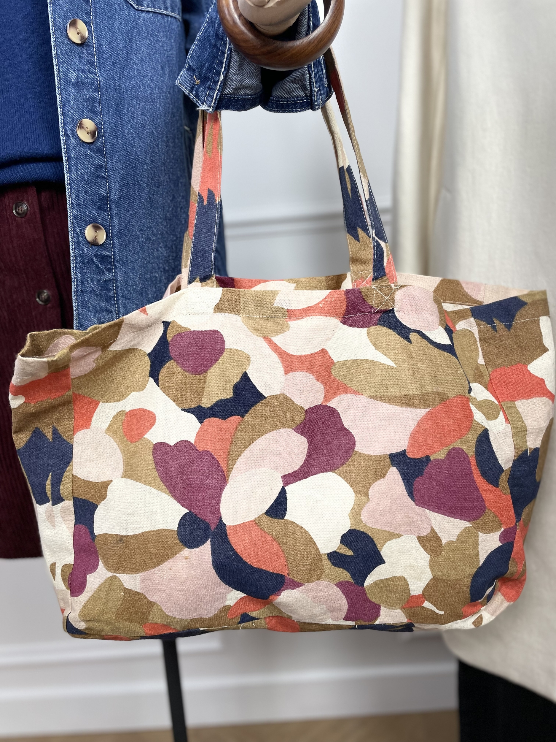 Tote bag Sezane Violet Marine Orange Camel 6
