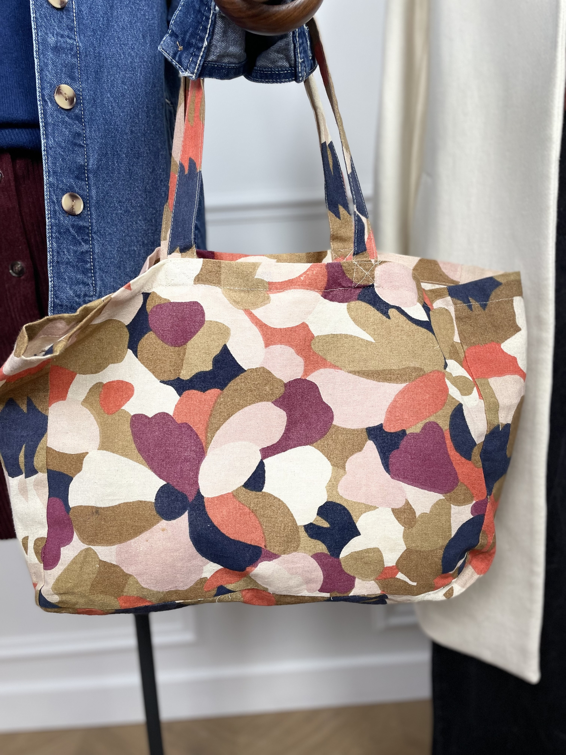 Tote bag Sezane Violet Marine Orange Camel 8