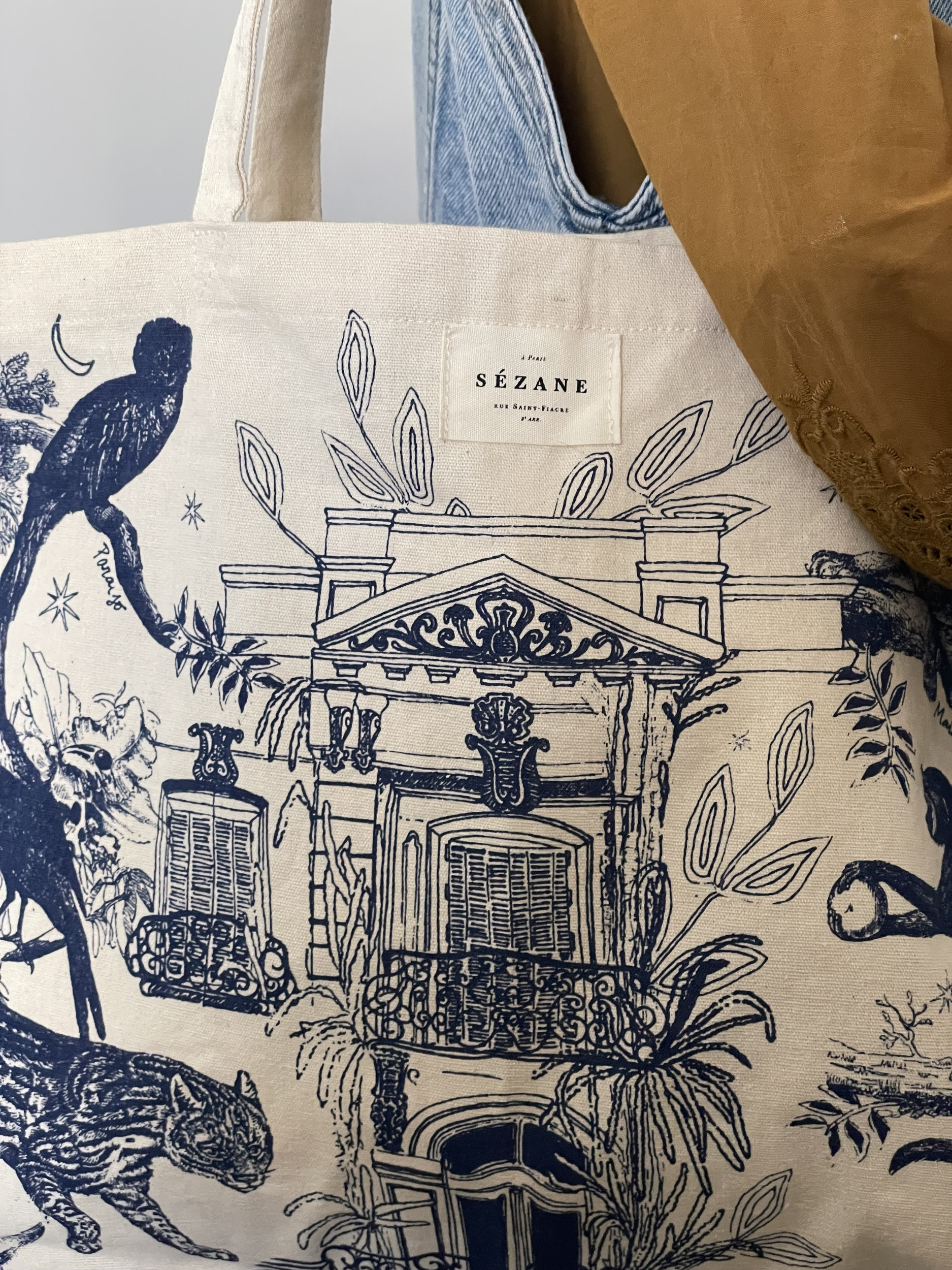 Tote bag Sézane Beige Bleu 6