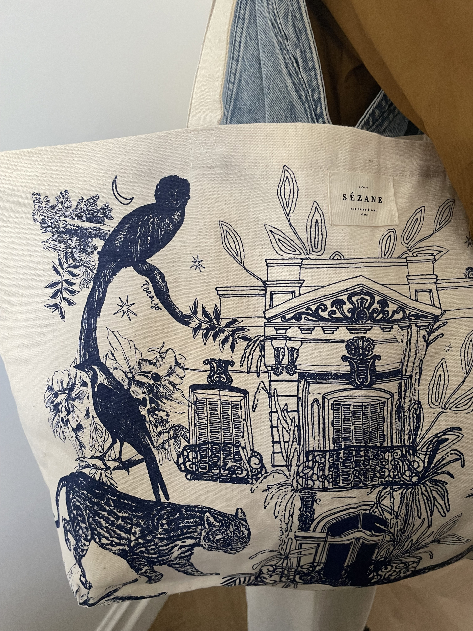 Tote bag Sézane Beige Bleu 4