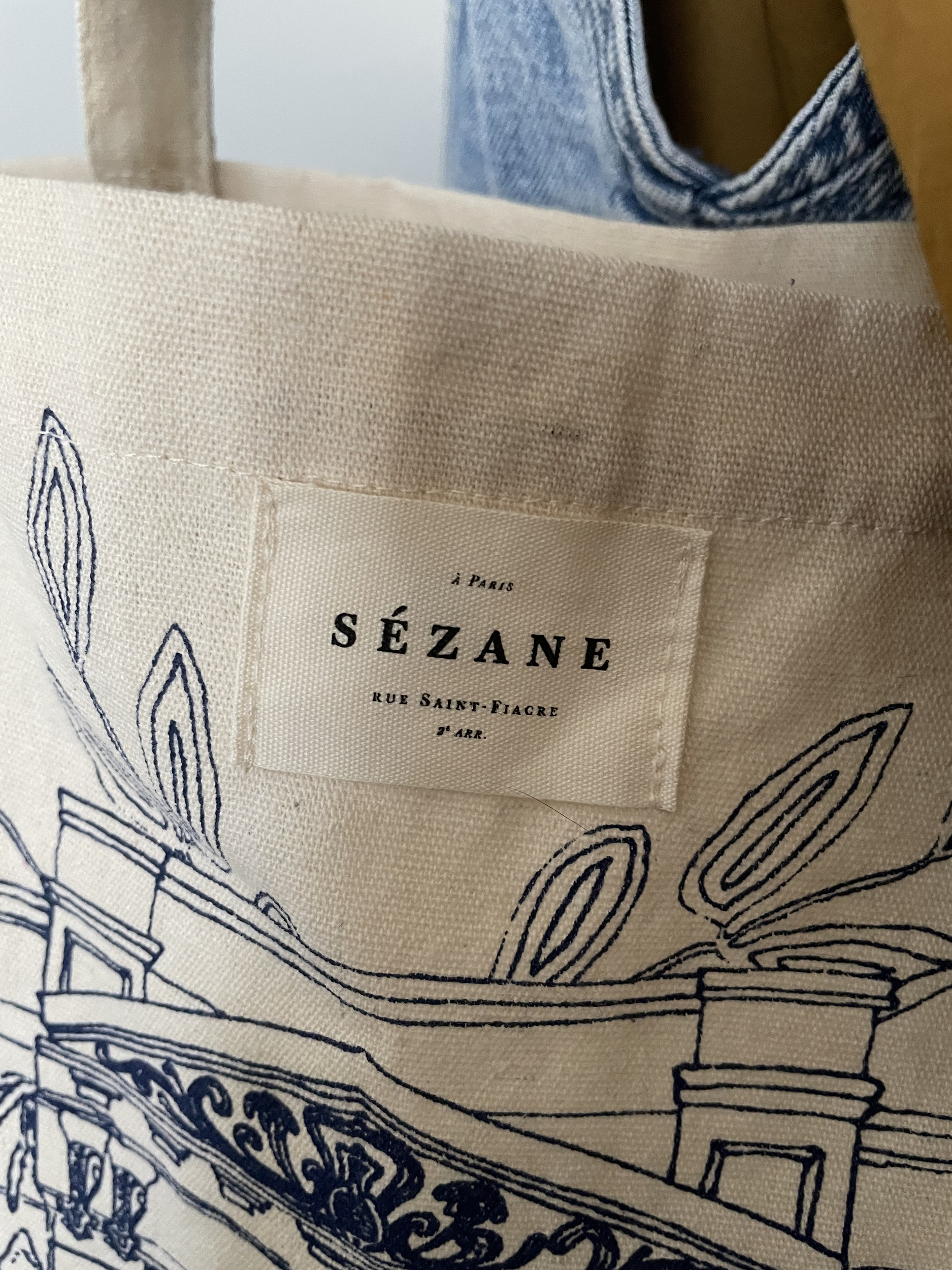 Tote bag Sézane Beige Bleu 3
