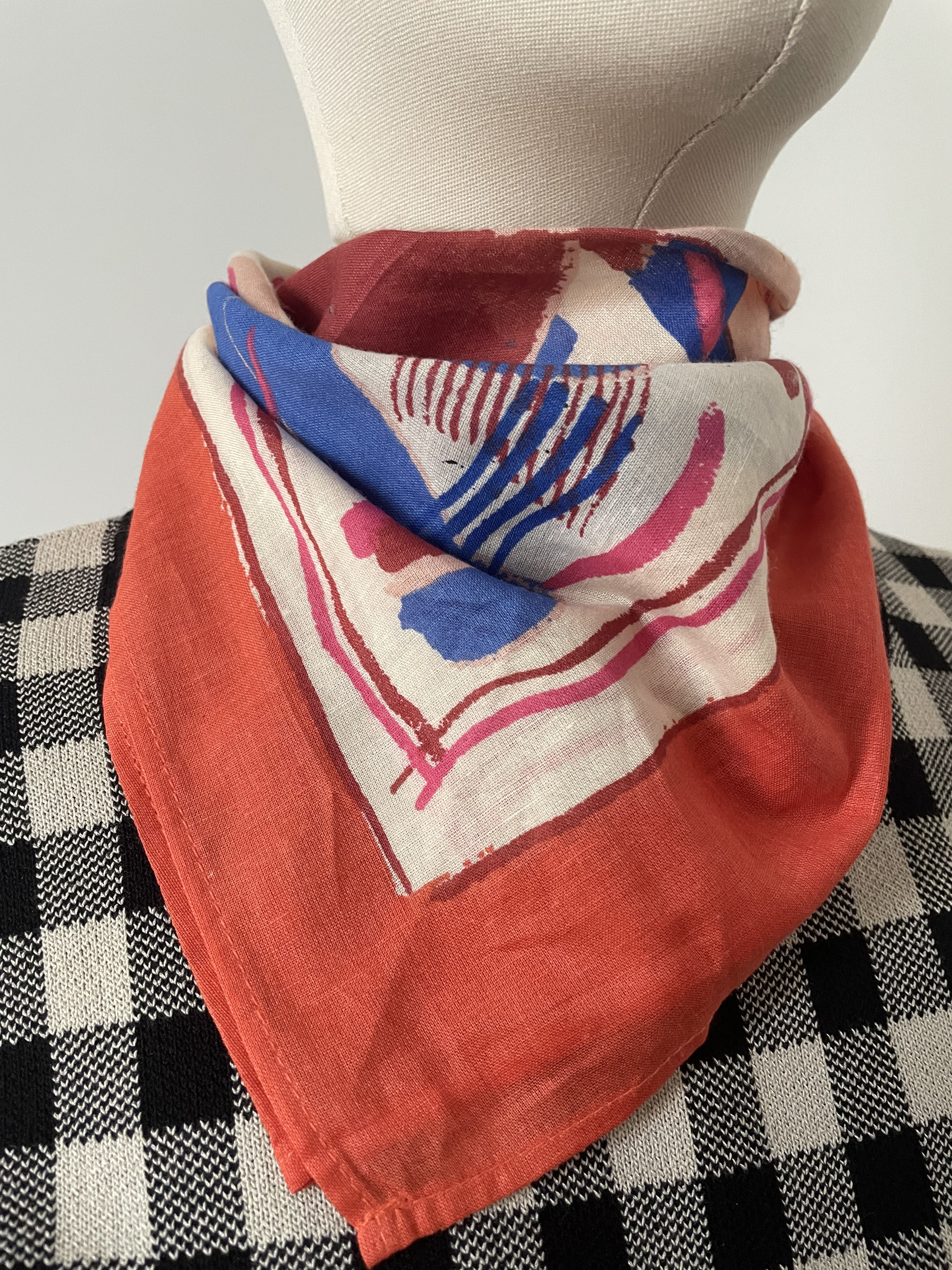 Foulard Sézane Rouge Bleu Coton