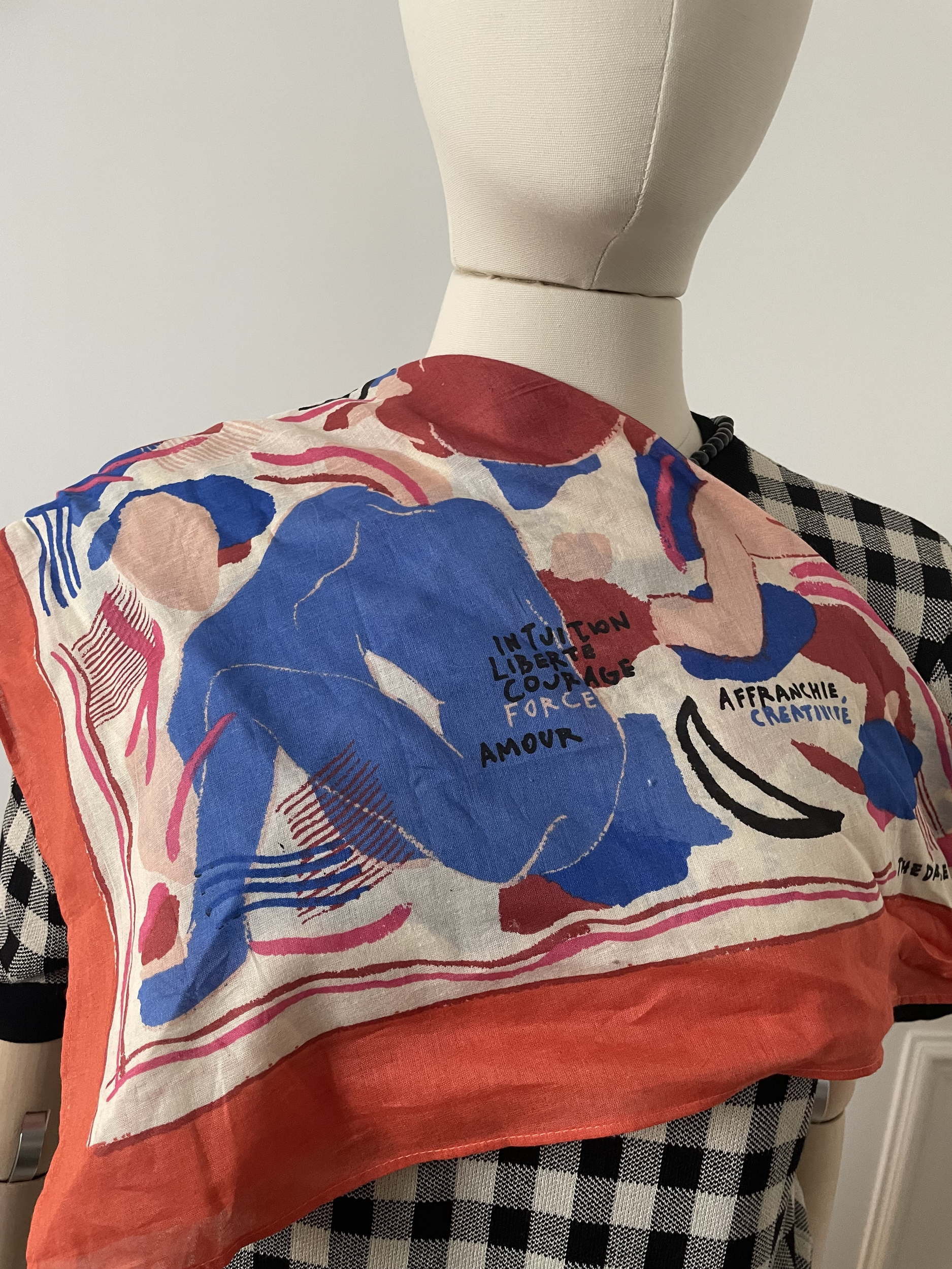 Foulard Sézane Rouge Bleu Coton  3