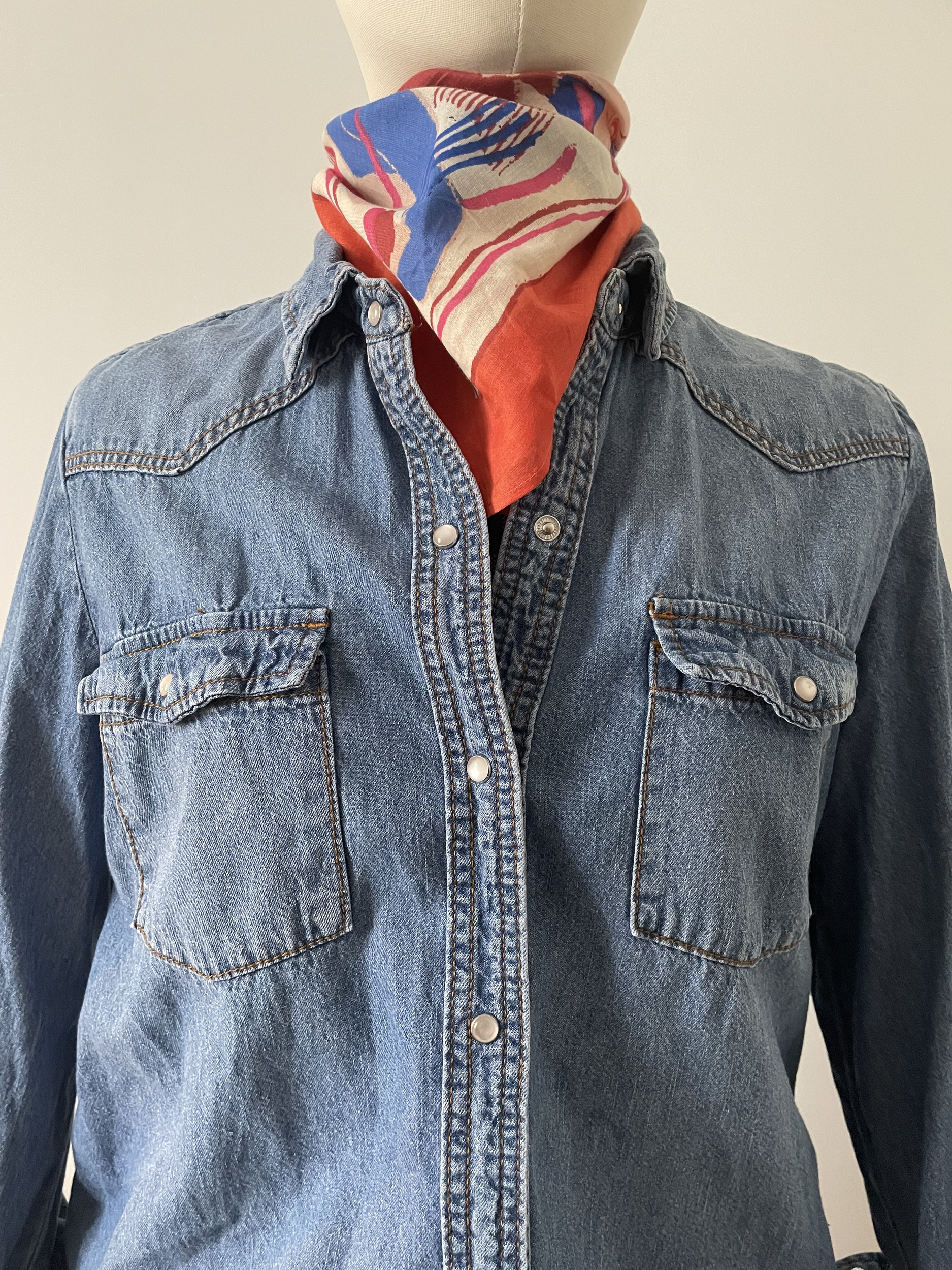 Foulard Sézane Rouge Bleu Coton 6