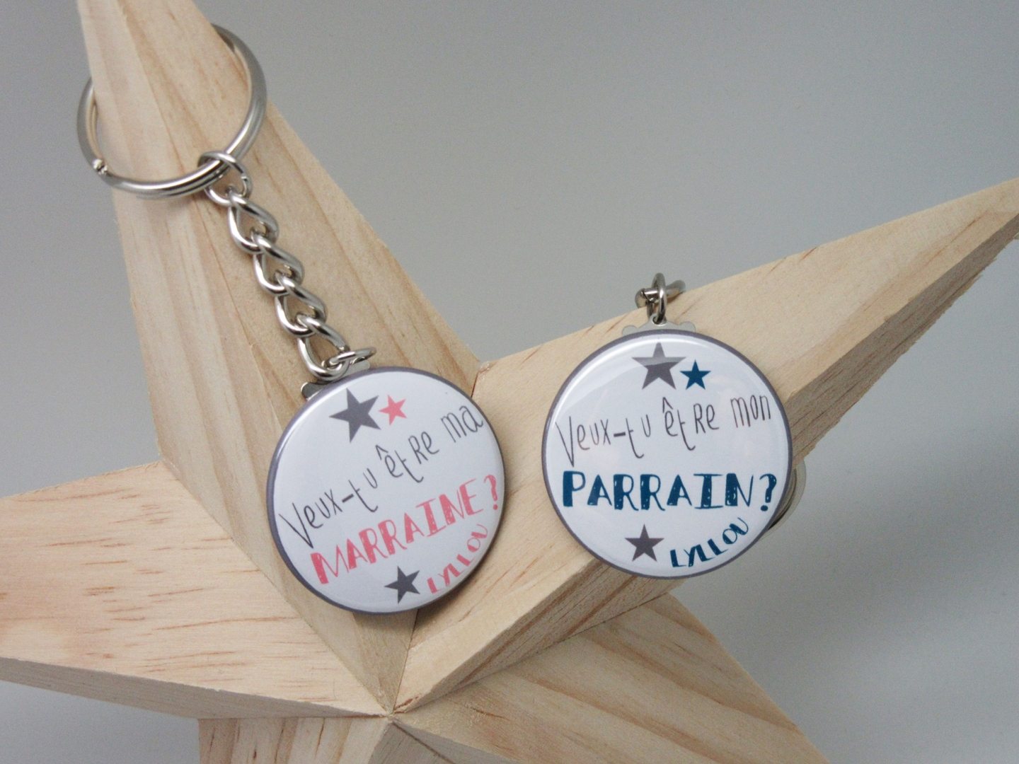 Porte Clés Personnalisés 37mm Veux-tu être mon parrain, ma marraine