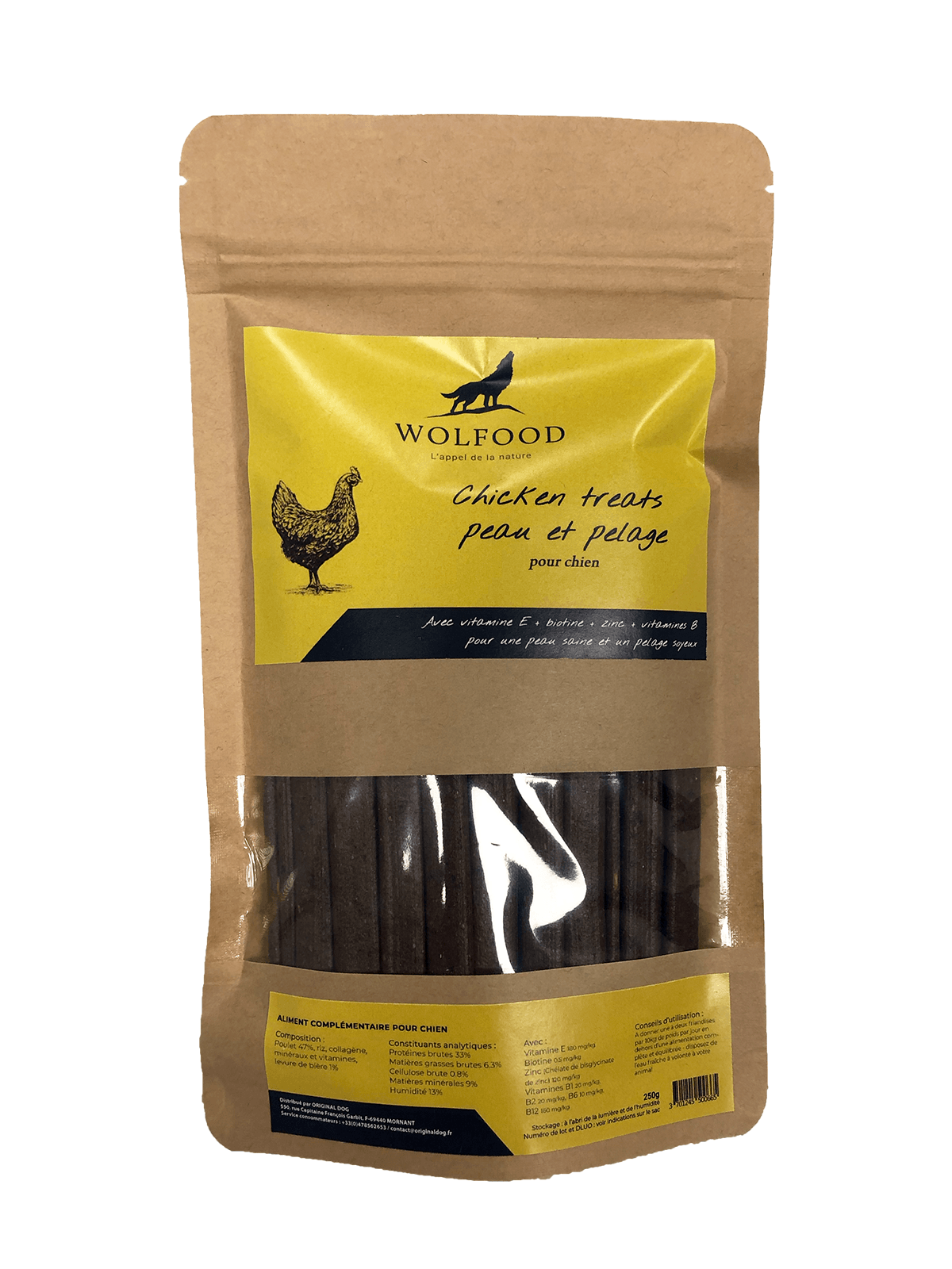 Chicken Treats Peau Et Pelage 250gr Friandises Petsfoodguyane