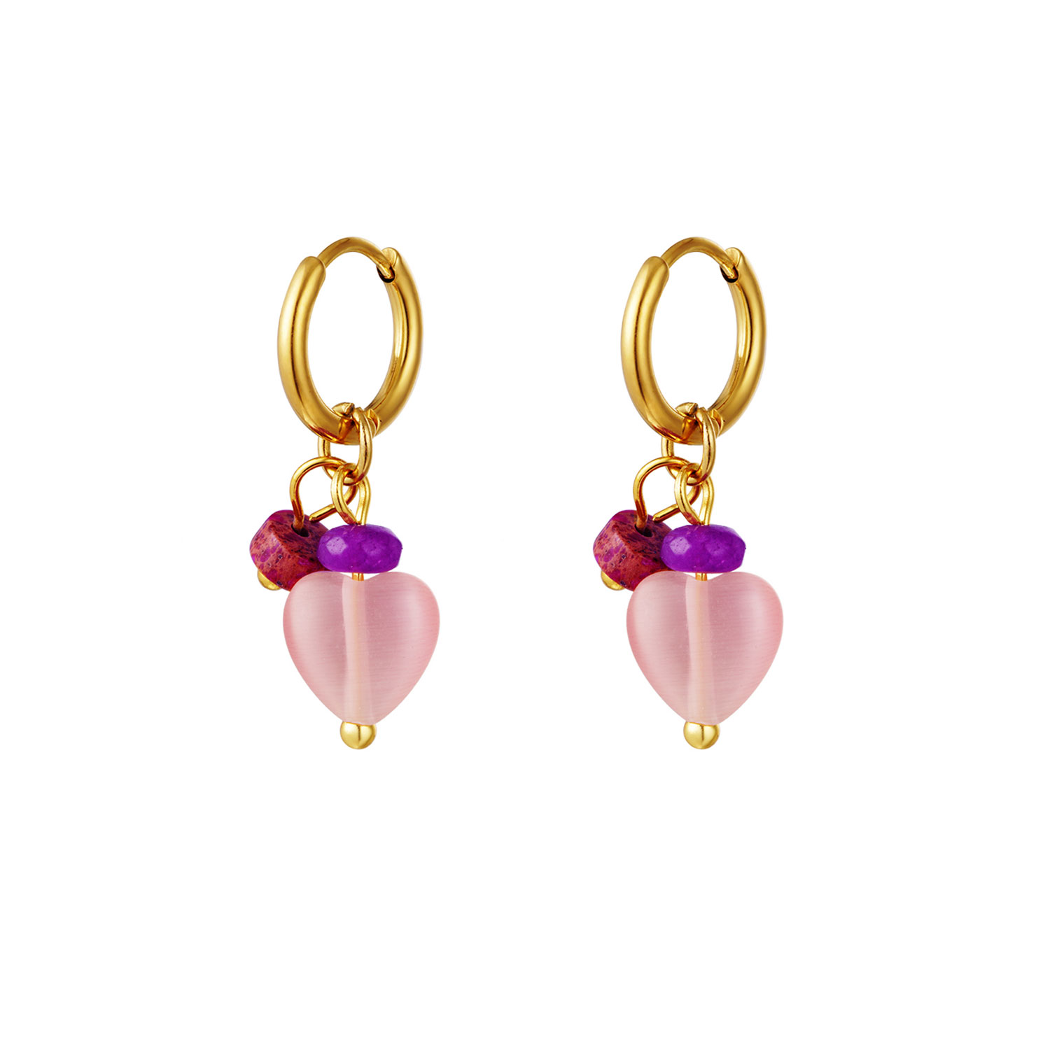 Boucles doreilles créoles femme rose bykloe bijoux