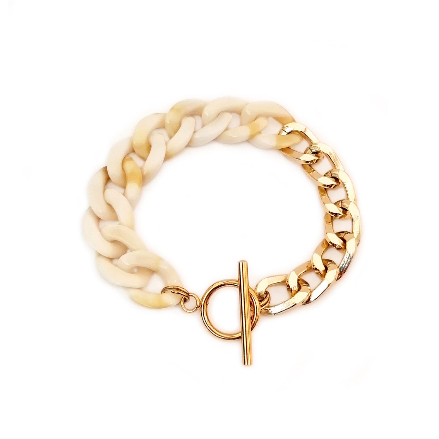 Bracelet chaine acrylique beige bykloe bijoux